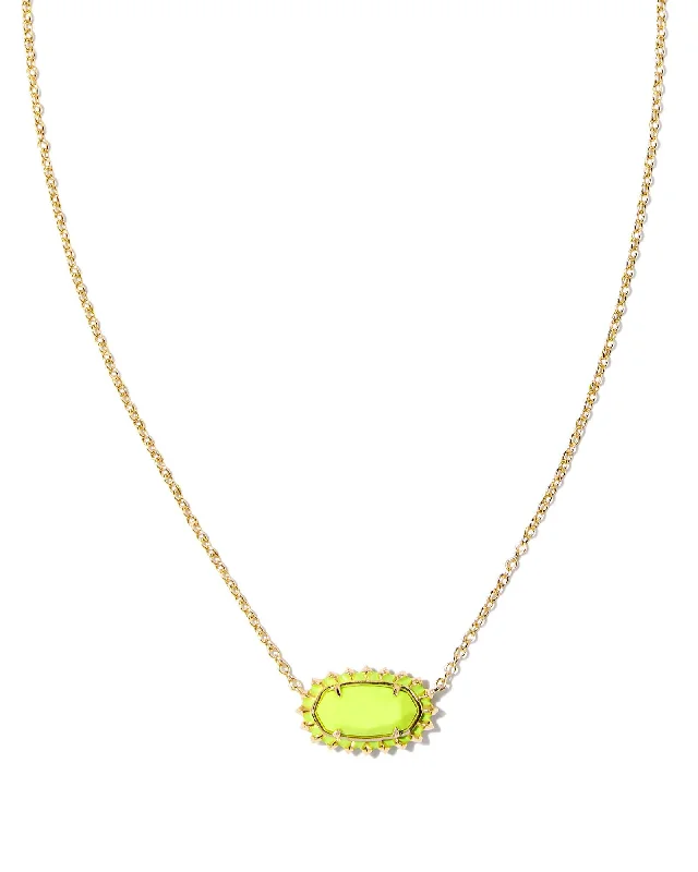 Women's limited edition necklaces-Kendra Scott - Elisa Color Burst Frame Short Pendant Necklace - Gold Chartreuse Magnesite