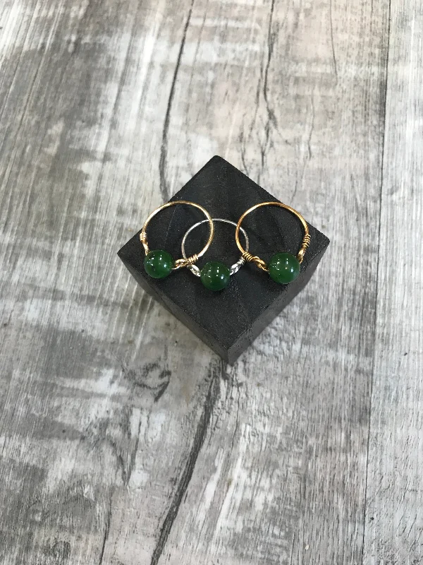 Women's charm rings-Jade Wire Wrapped Rings- Made in BC