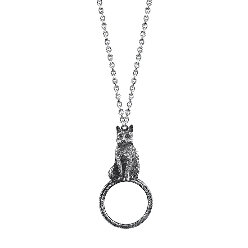 Women's star necklaces-1928 Jewelry® Pewter Cat Magnifying Glass Pendant Necklace 30In