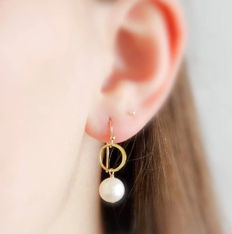 Women's rose gold earrings-Pearl Drop Earrings