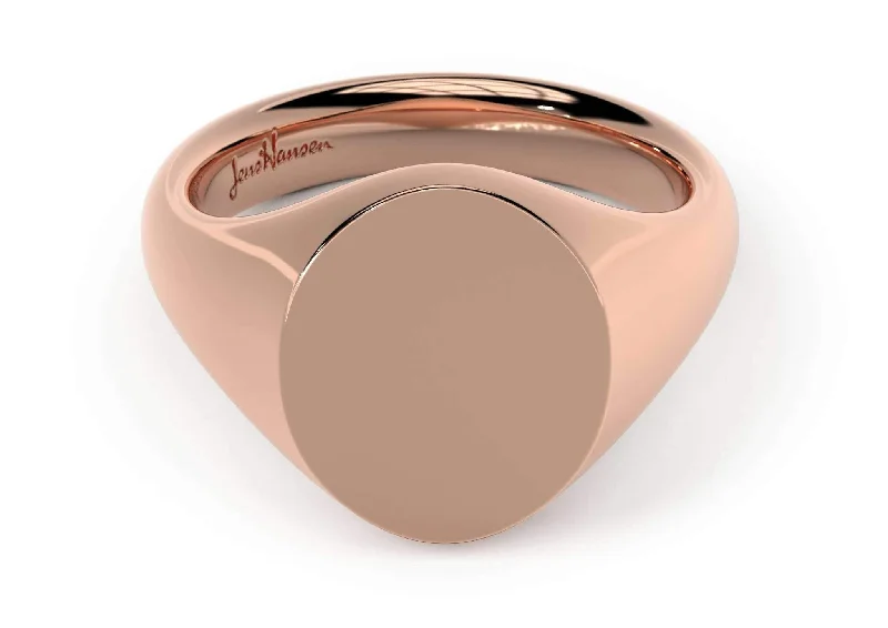 Women's alloy rings-Oval Signet Ring, Red Gold