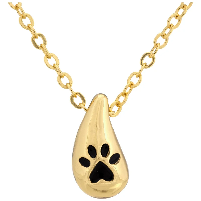 Women's name necklaces-Always With Me Paw Teardrop Necklace