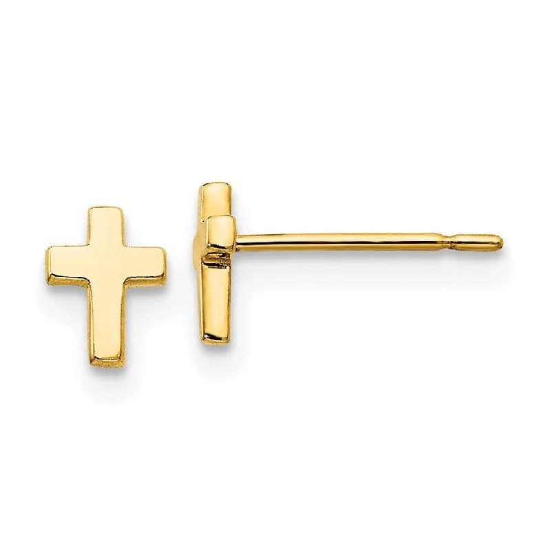 Designer women's earrings-Madi K Kid's 14k   Cross Post Earrings