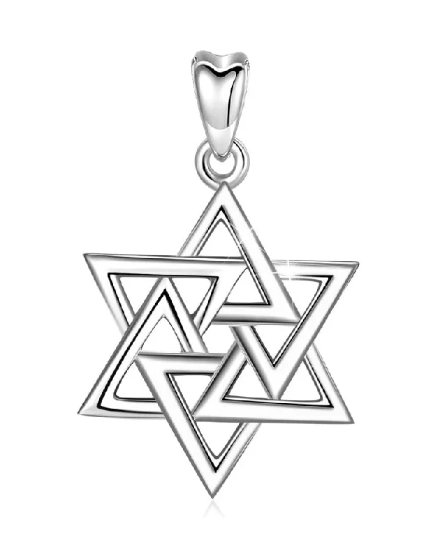 Women's ethical necklaces-Jewelry Trends Star of David Triangle Symbol Sterling Silver Pendant Necklace 18"