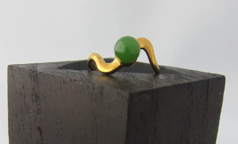 Women's luxury gift rings-Jade Ball and Squiggle Ring Gold