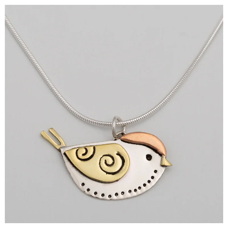 Women's friendship necklaces-Sweet Bird Mixed Metal Necklace