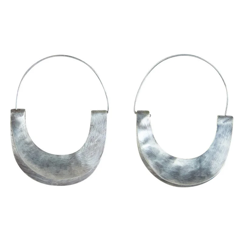 Women's art deco rings-Yucca Earring - Crescent, Silver