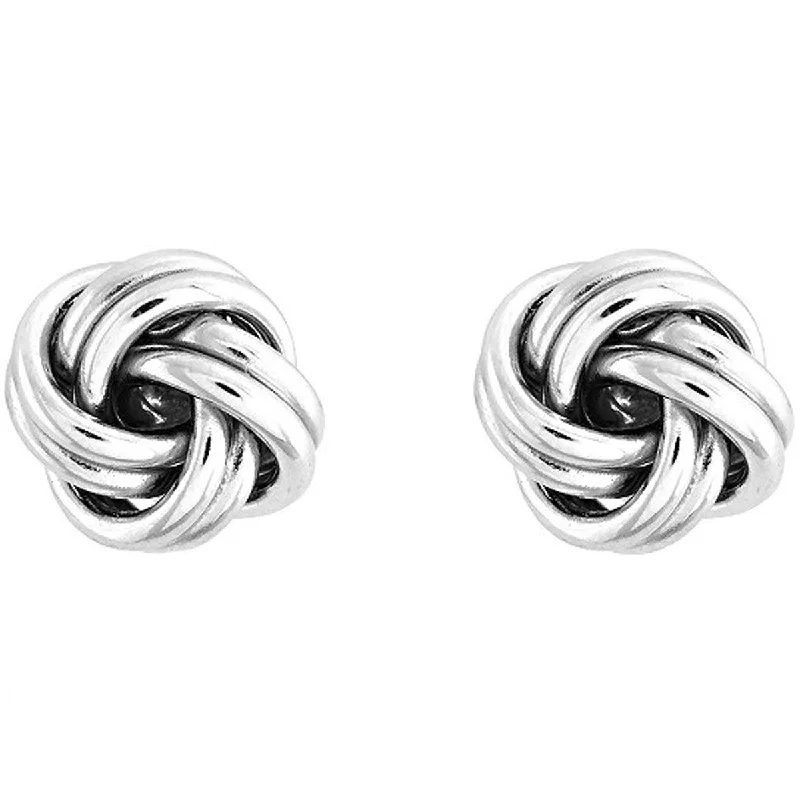 Minimalist women's earrings-Classic Women's Earrings - Sterling Silver Love Knot Design Post Back Closure | A-1986