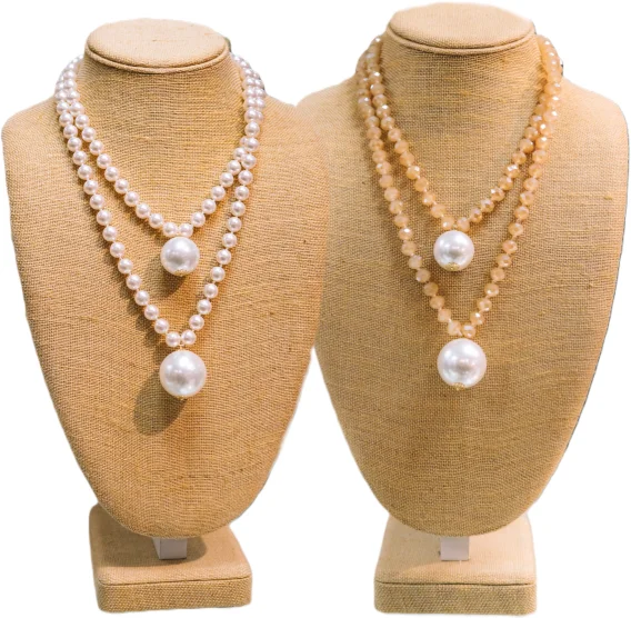 Women's layered necklaces-Necklace - Long Double Pearl