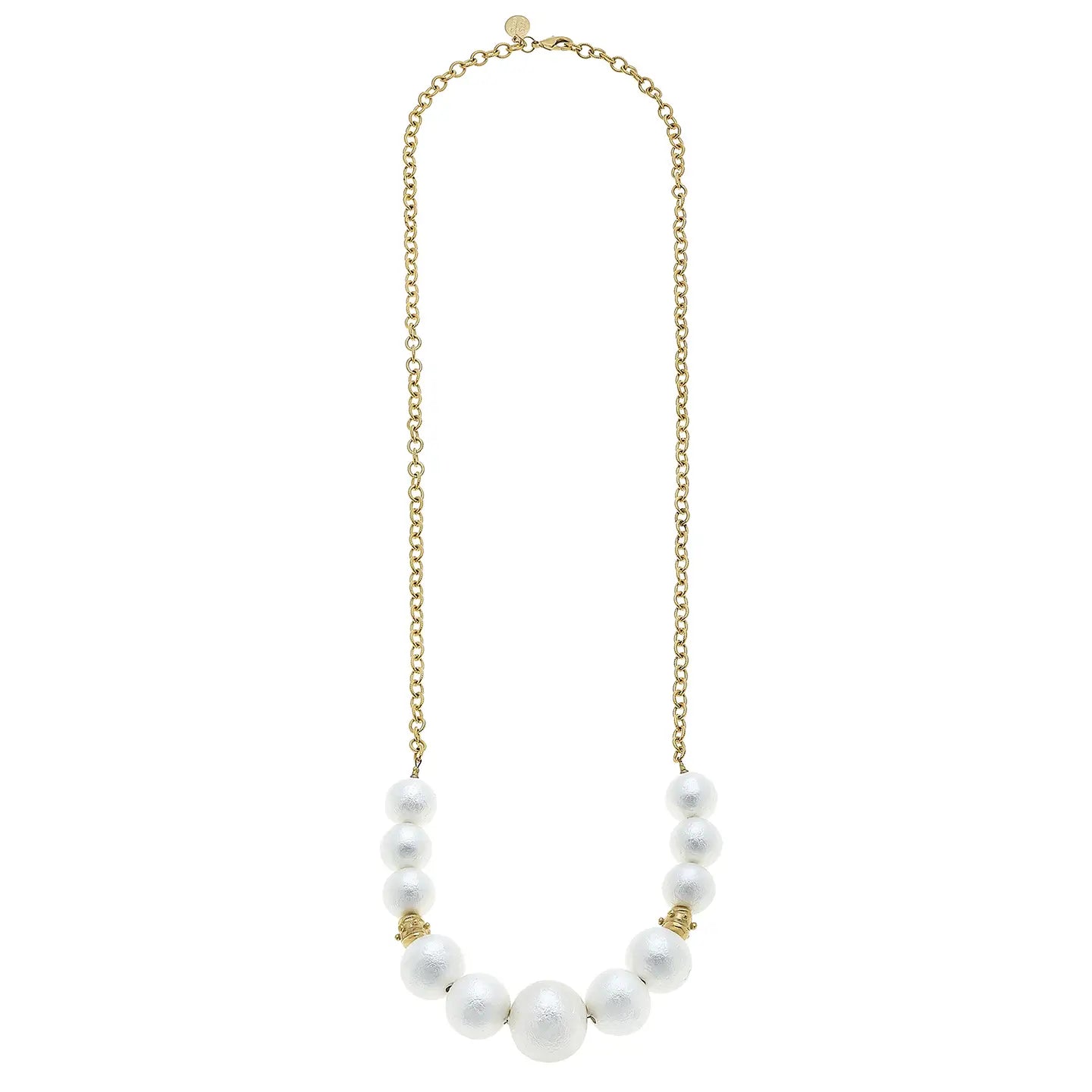 Affordable women's necklaces-Susan Shaw - Necklace - Gold Chain and Cotton Pearl