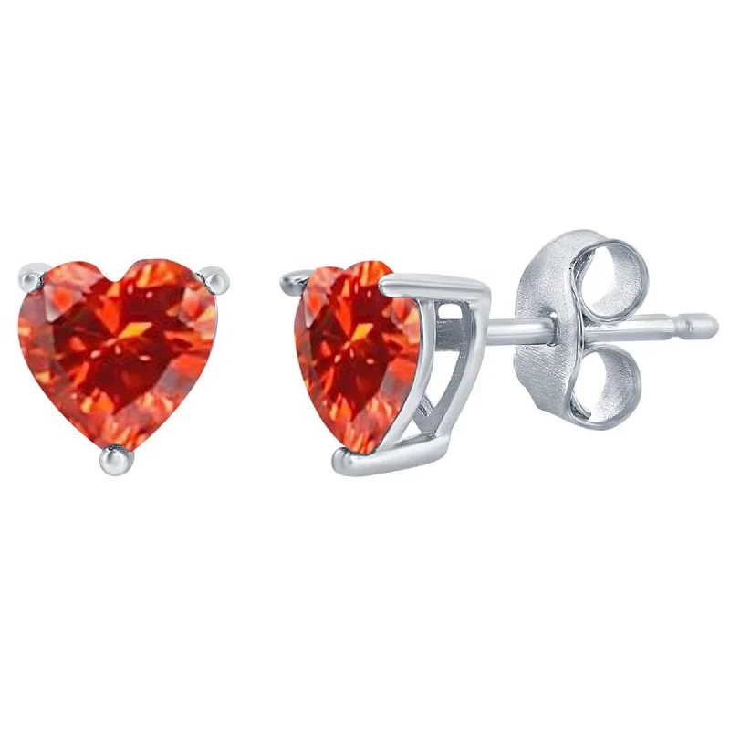 Women's ethical earrings-Classic Women's Earrings - SS 6mm Burgundy "January" Heart Preciosa Crystal | D-8417