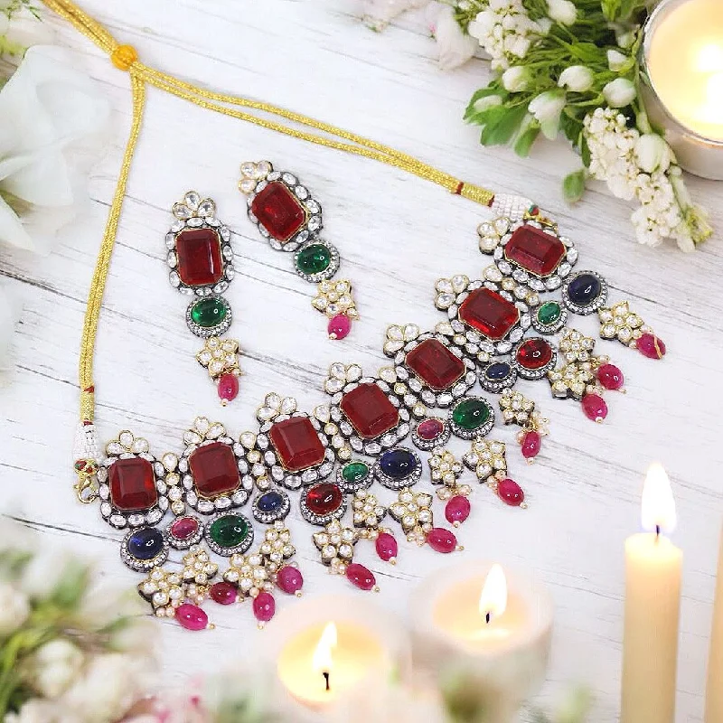 Women's clip-on earrings-Dazzling Stunning Indian Polki Necklace Earrings Set, Indian Polki Necklace Set, Polki Necklace, Polki Earrings, Polki Necklace Earrings, Celebrity Polki Jewellery, Bollywood Polki Jewelry, Pakistani Polki Necklace Set, Bridal Jewelry Set