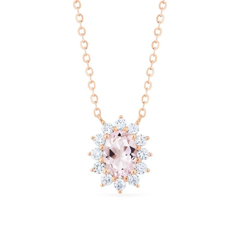 Women's locket necklaces-[Julianne] Vintage Bloom Oval Cut Necklace in Morganite