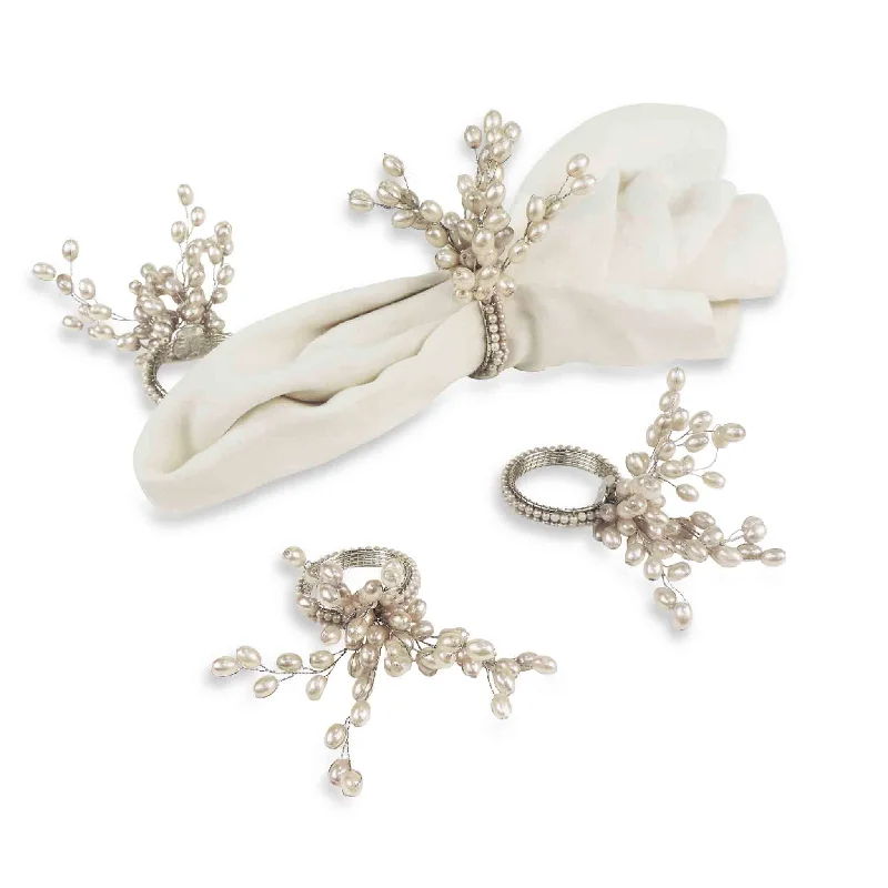 Women's wedding rings-Willow Bud Napkin Ring in Grey, Set of 4