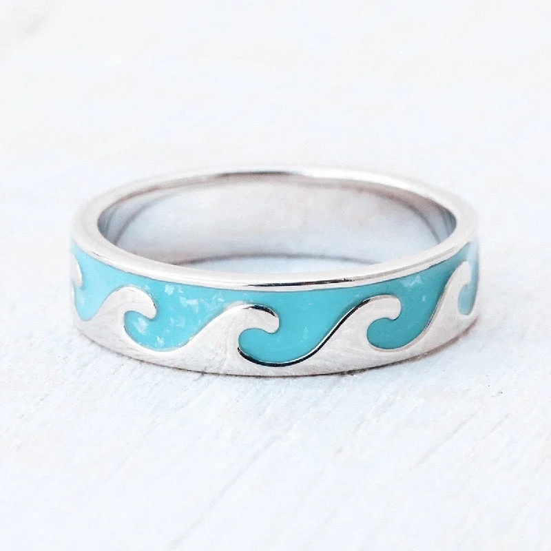 Designer women's rings-PuraVida Reversible Enamel Wave Ring