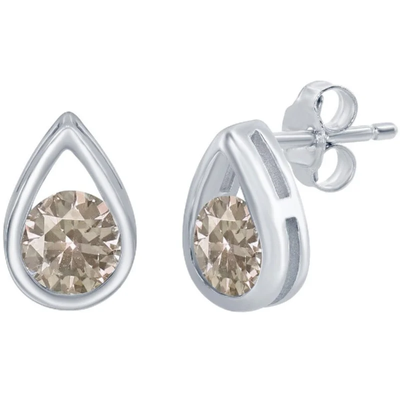 Women's celestial earrings-Classic Women's Earrings - Pearshaped with Round Created Alexandrite Stud | D-8164