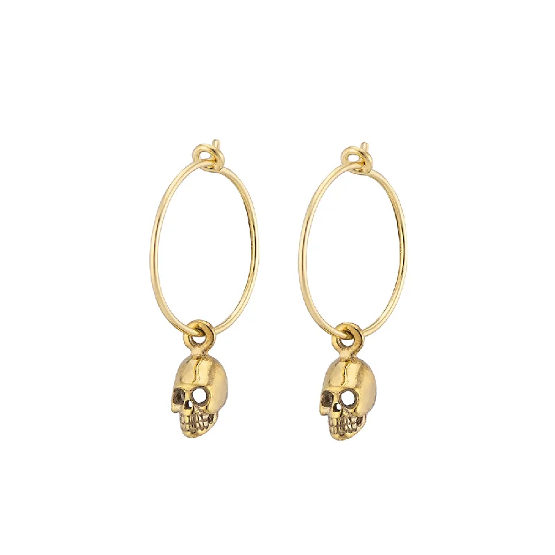 Women's graduation earrings-Tiny Skull Hoops