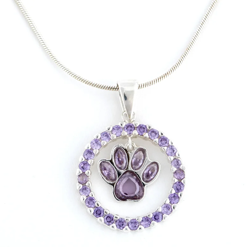 Women's mother-daughter necklaces-All Over Shine Sterling Paw Print Necklace