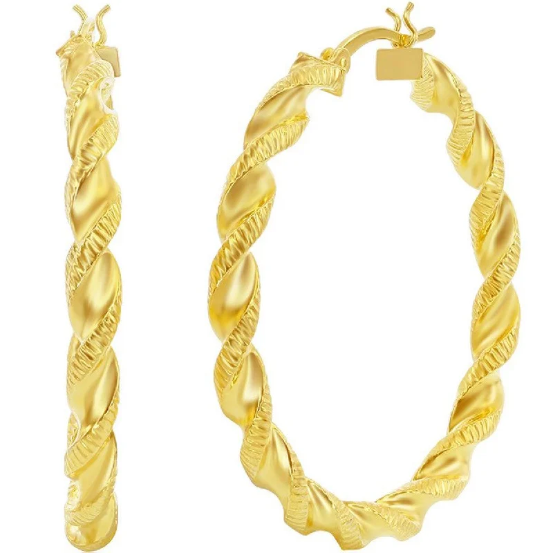 Women's luxury gift earrings-Classic Women's Earrings - Gold Plated Twisted Designed Hinged Closure | A-2687-GP