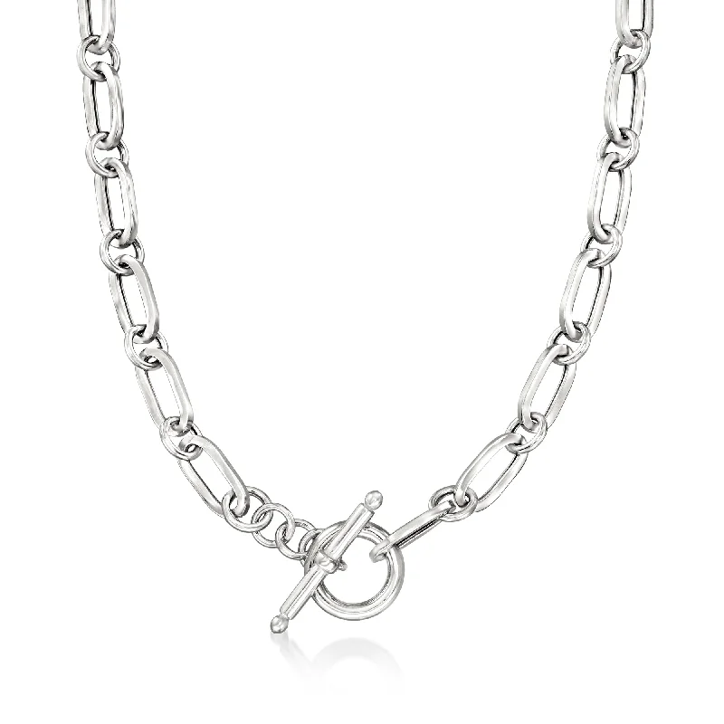 Women's long necklaces-Ross-Simons Italian Sterling Silver Paper Clip Link Toggle Necklace