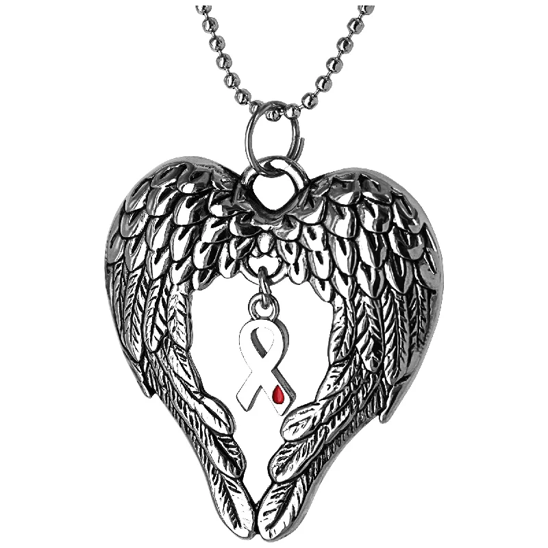 Women's fashion necklaces-Wings of an Angel Diabetes Awareness Necklace!