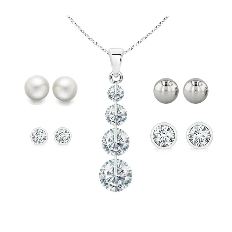 Women's graduation earrings-Set of 5 Earrings And Necklace Set