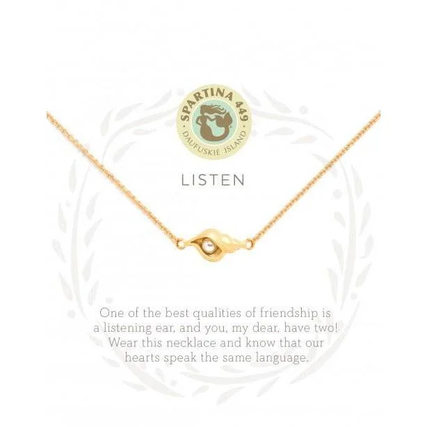 Women's ethical necklaces-Spartina - Sea La Vie Necklace - Listen/Shell - Gold