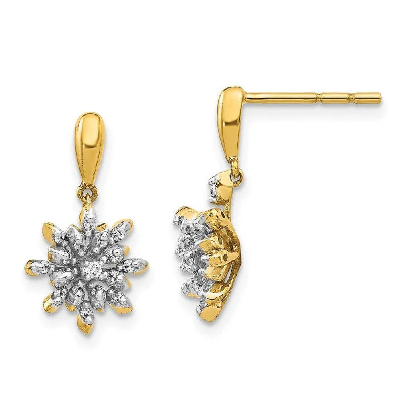 Women's Christmas earrings-14k Diamond Flower Post Dangle Earrings