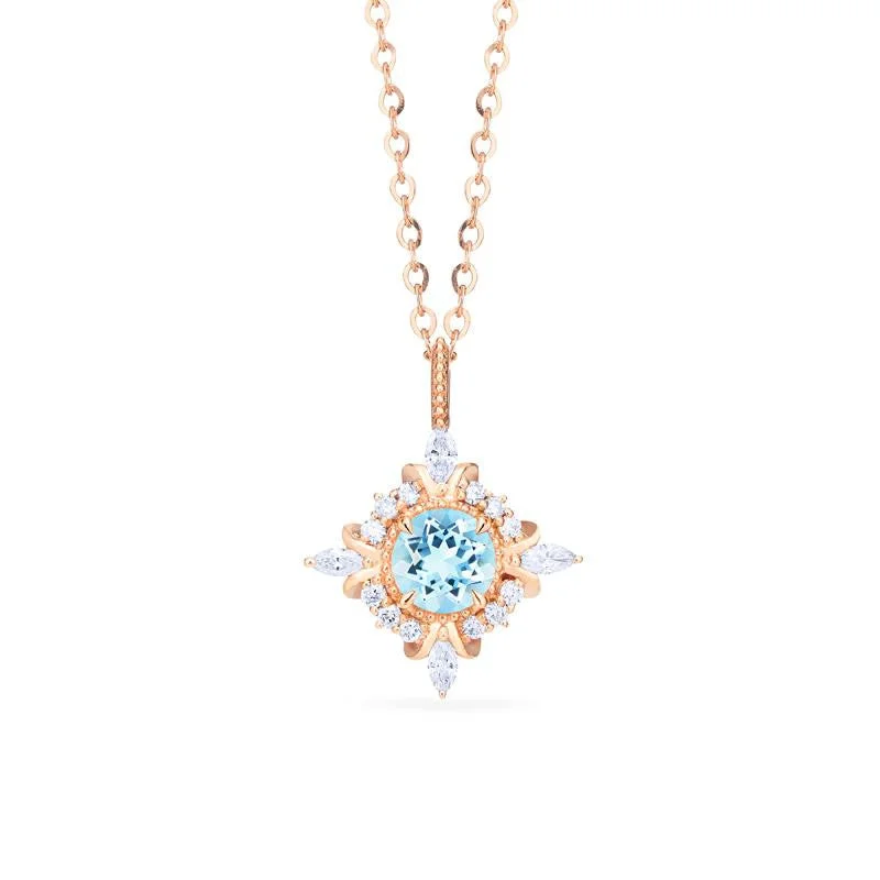 Women's mother-daughter necklaces-[Astrid] Art Deco Petite Necklace in Aquamarine