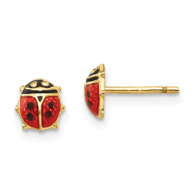 Women's statement earrings-Madi K Kid's 14K  Enamel Ladybug Post Earrings