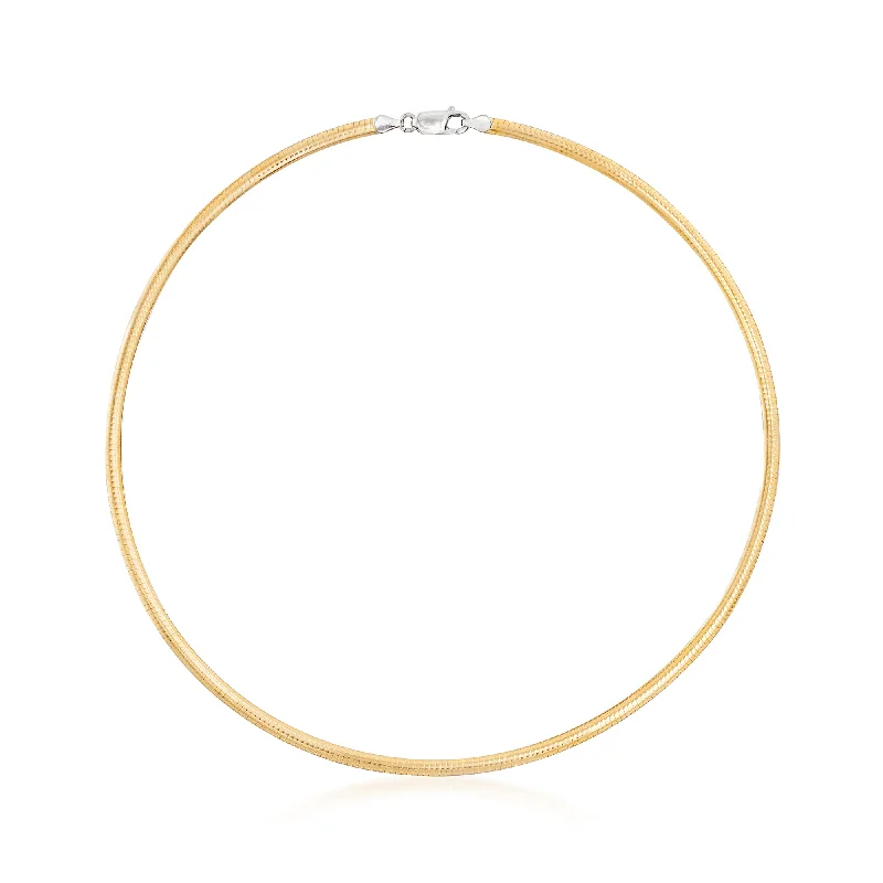 Women's chain necklaces-Ross-Simons Italian 4mm Reversible Omega Necklace in 2-Tone Sterling