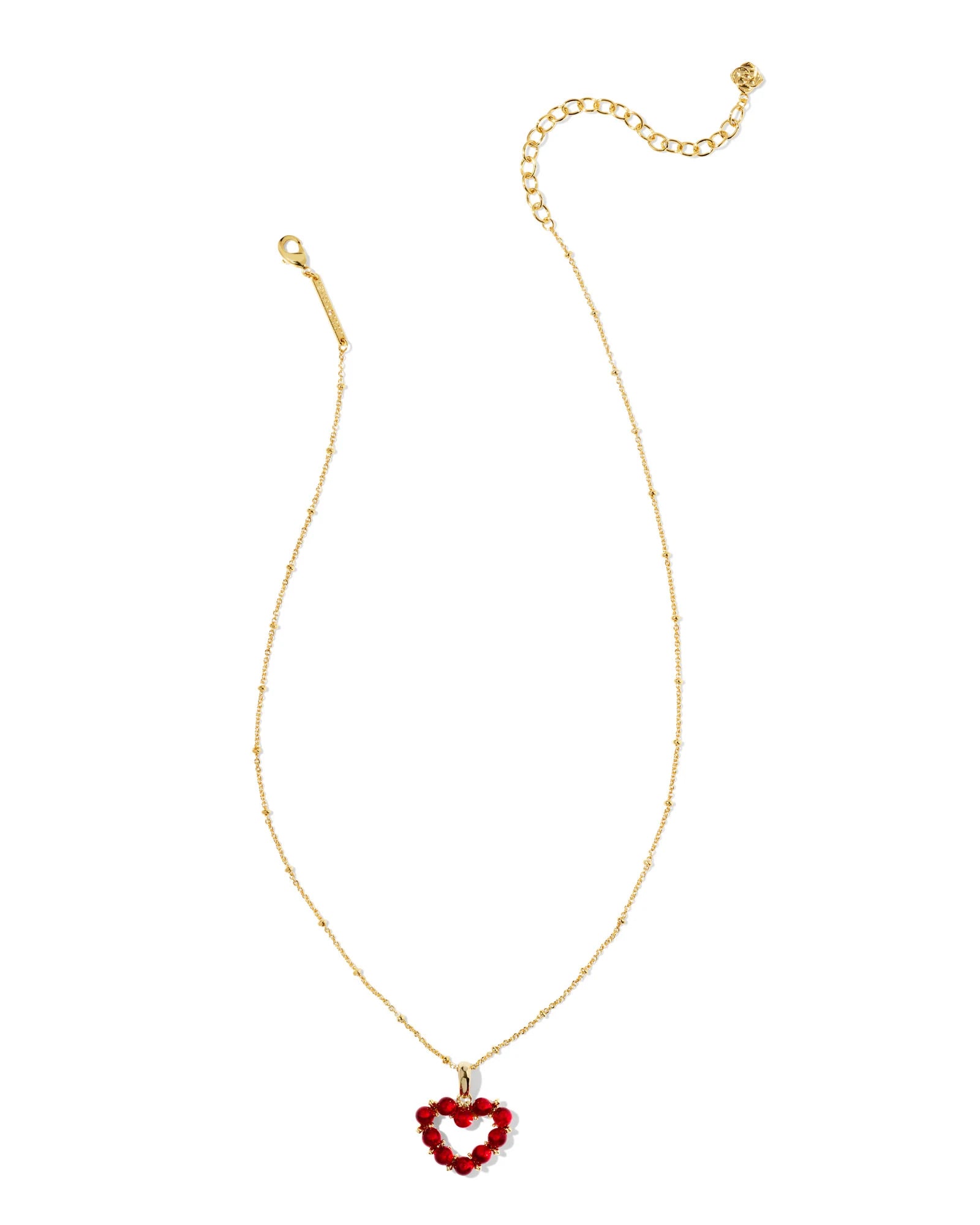 Women's sun necklaces-Kendra Scott - Ashton Heart - Short Pendant - Gold Red Glass