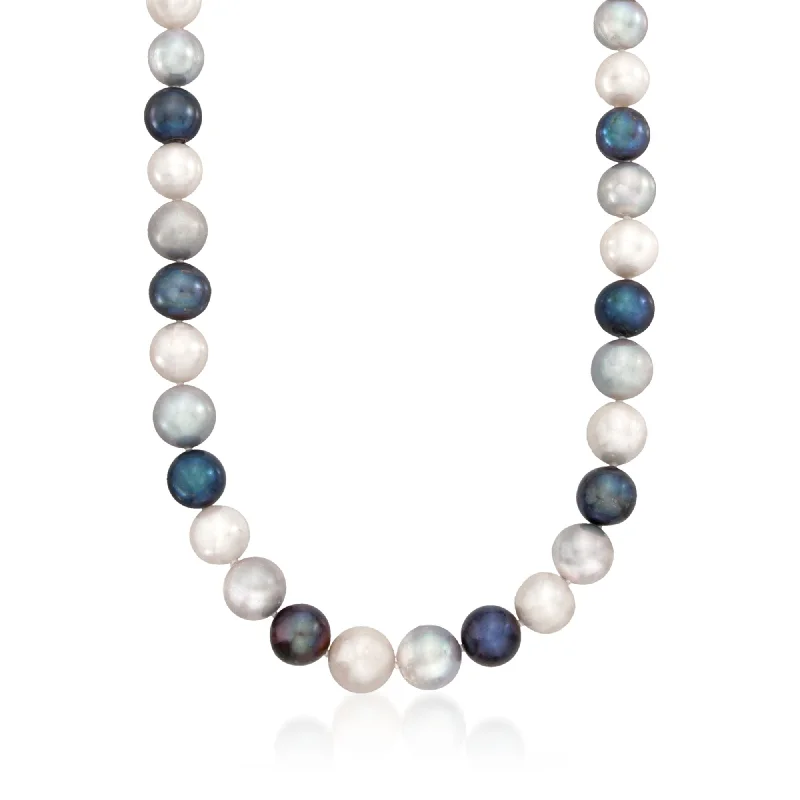 Women's Valentine's Day necklaces-Ross-Simons 12-13mm Multicolored Cultured Pearl Necklace With 14kt Yellow Gold