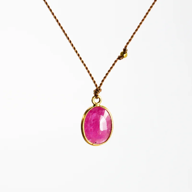 Women's photo necklaces-NEW! Ruby Necklace with 18k Gold by Margaret Solow