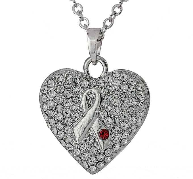 Women's custom engraving necklaces-Heart of My Heart Diabetes Ribbon Necklace!