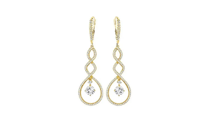 Women's wedding earrings-Spiral Drop Crystal Leverback Earrings Made With Swarovski Elements