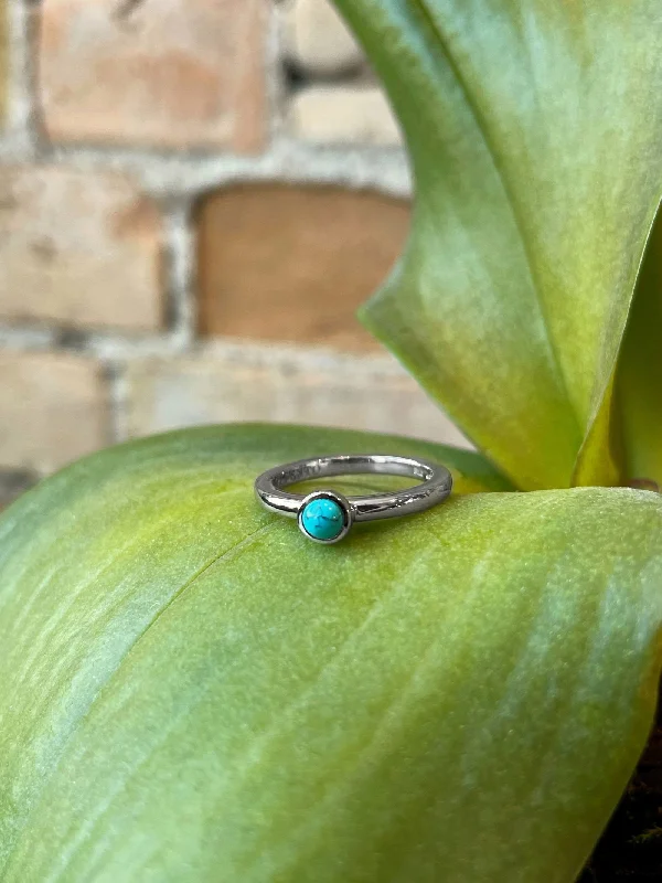 Women's eternity rings-Turquoise Bezel Ring