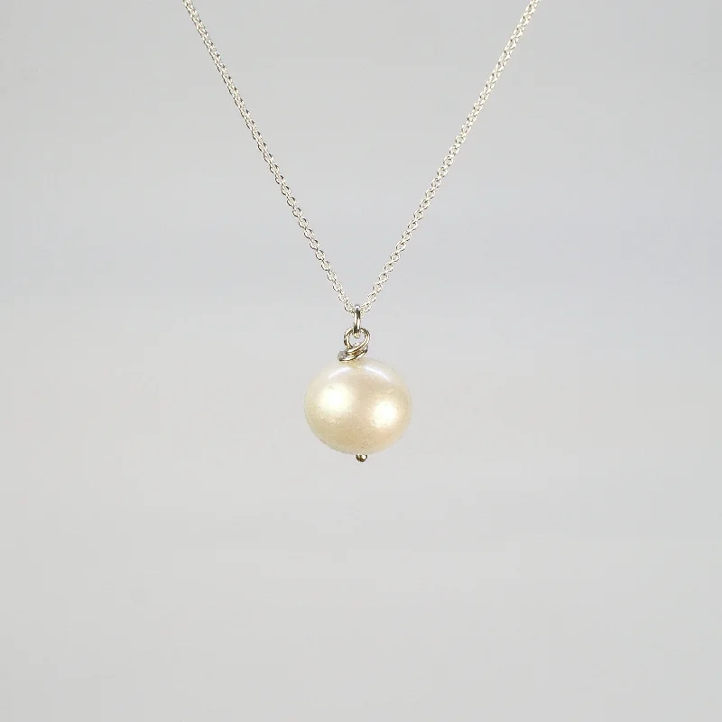 Women's luxury gift necklaces-NEW! Large White Pearl Pendant by Rina Young