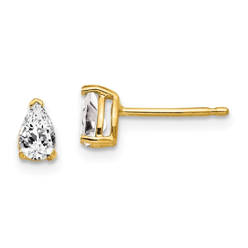 Women's formal earrings-14k 5x3mm Pear Cubic Zirconia Earrings