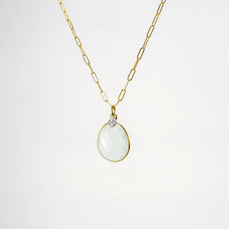 Women's wedding necklaces-NEW! Aquamarine and White Zircon Pendant in 18k Gold Vermeil by Sarah Richardson