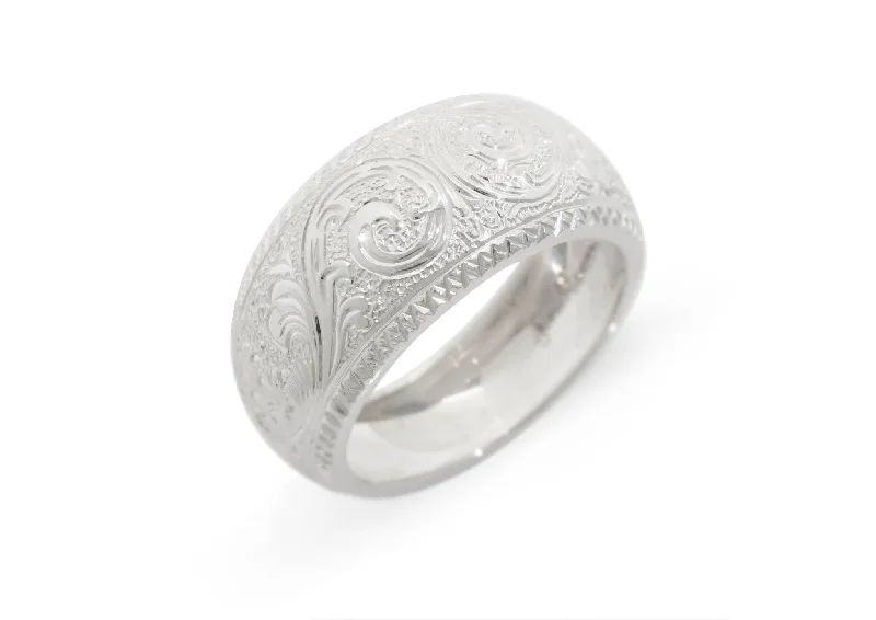 Luxury women's rings-Hand Engraved Ring, Sterling Silver