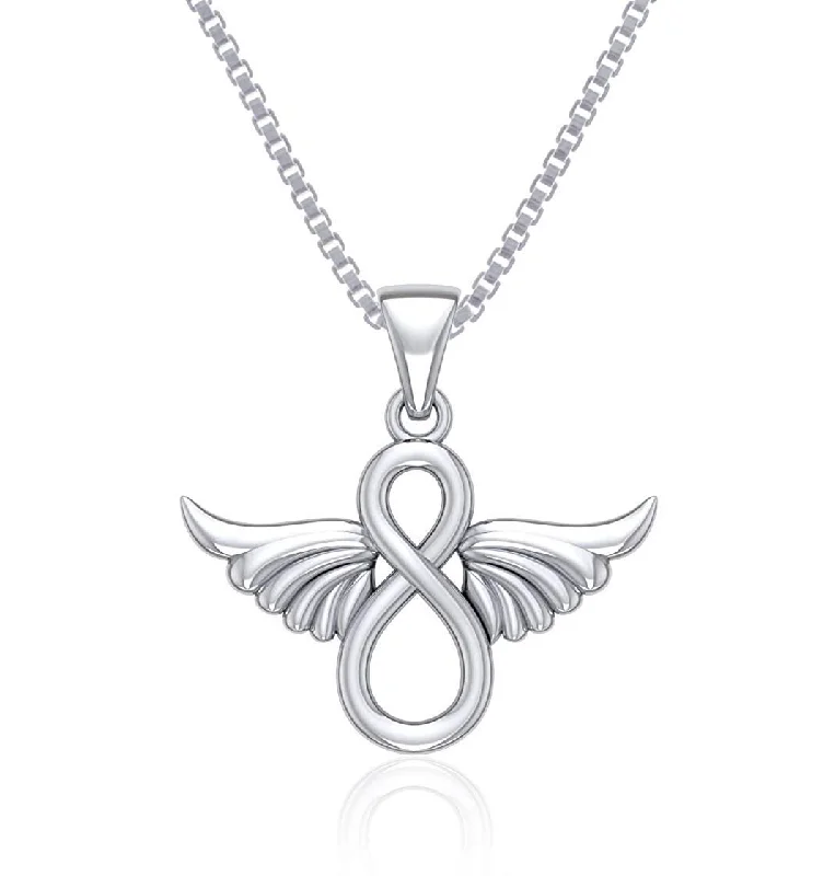 Women's stainless steel necklaces-Jewelry Trends Trinity Knot Angel Wing Sterling Silver Pendant Necklace 18"