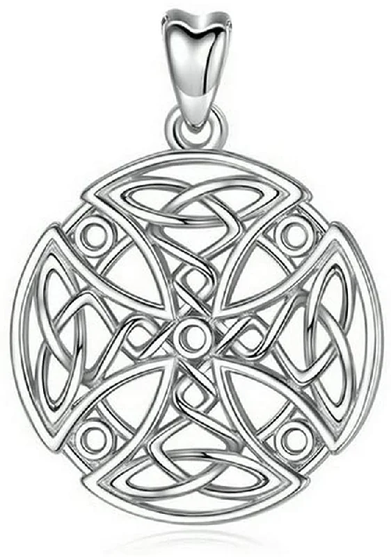 Women's graduation necklaces-Jewelry Trends Knights Templar Celtic Cross Round Sterling Silver Pendant Necklace 18"