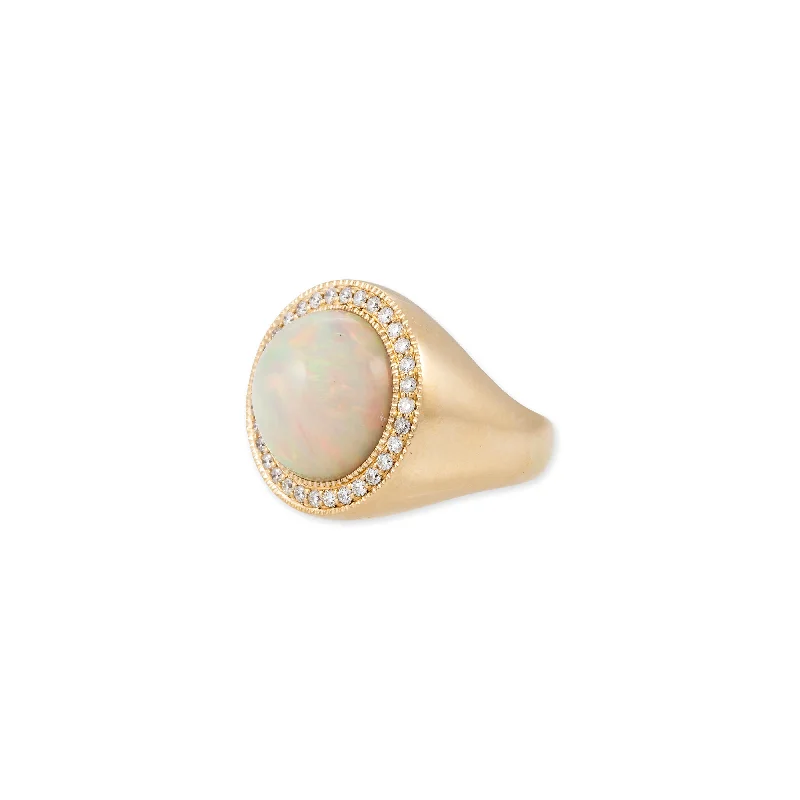 Women's exclusive rings-PAVE ROUND OPAL RING