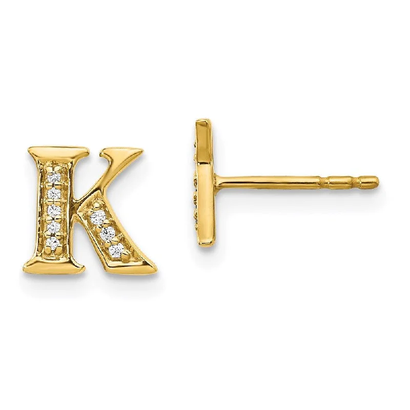 Women's casual earrings-14k Diamond Initial K Earrings