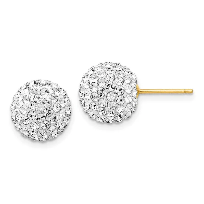 Women's friendship earrings-14k 10mm Disco Ball Crystal Stud Earrings