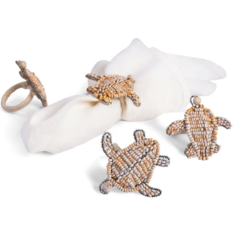 Women's formal rings-Turtley In Love Jute Napkin Ring in Ivory, Set of 4