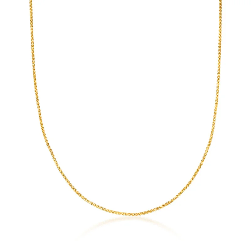 Women's pet memorial necklaces-Ross-Simons 1.2mm 14kt Yellow Gold Wheat Chain Necklace