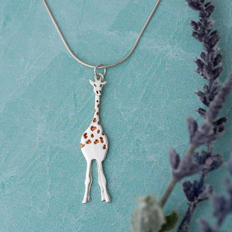 Women's bridal necklaces-Gentle Giraffe Mixed Metal Necklace