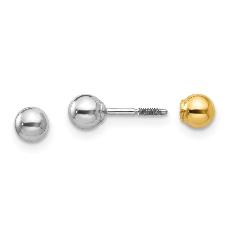 Affordable women's earrings-Madi K Kid's 14k Two-tone  Reversible 4mm Ball Earrings